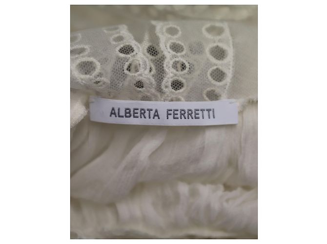 Alberta Ferretti Vestido maxi em camadas em seda branca - vista 6