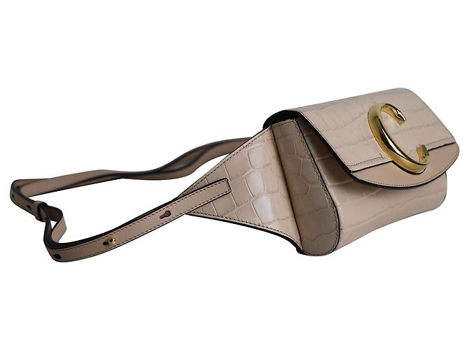 C Belt Bag Chloé Chloe C Gürteltasche aus hellrosa Leder mit Krokodilprägung - Ansicht 2