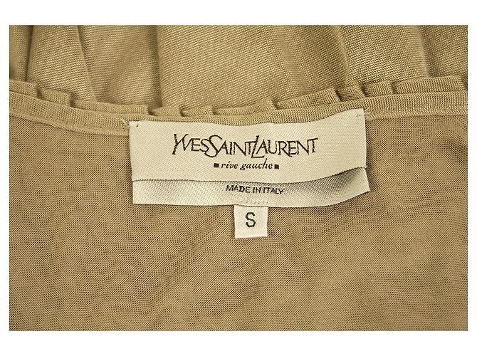 Yves Saint Laurent Midi-Kurzarmkleid aus Viskose-Baumwolle mit Spitzenrüschen, Größe S - Ansicht 3