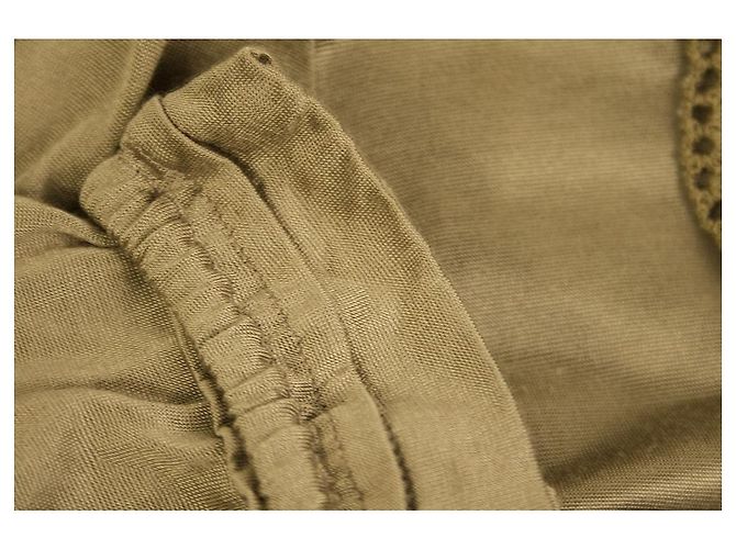 Yves Saint Laurent Midi-Kurzarmkleid aus Viskose-Baumwolle mit Spitzenrüschen, Größe S - Ansicht 7