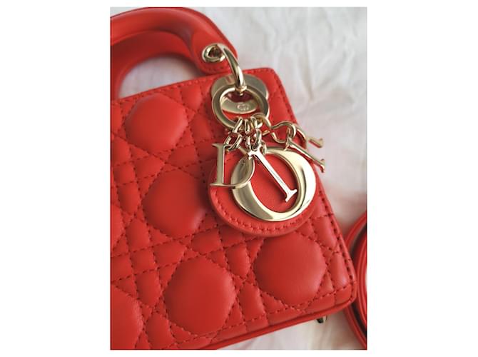 Christian Dior Borsa Lady Dior Micro GHW Arancione - vista 2