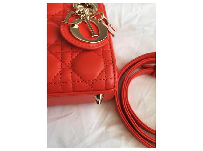 Christian Dior Borsa Lady Dior Micro GHW Arancione - vista 4