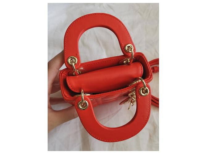 Christian Dior Borsa Lady Dior Micro GHW Arancione - vista 5