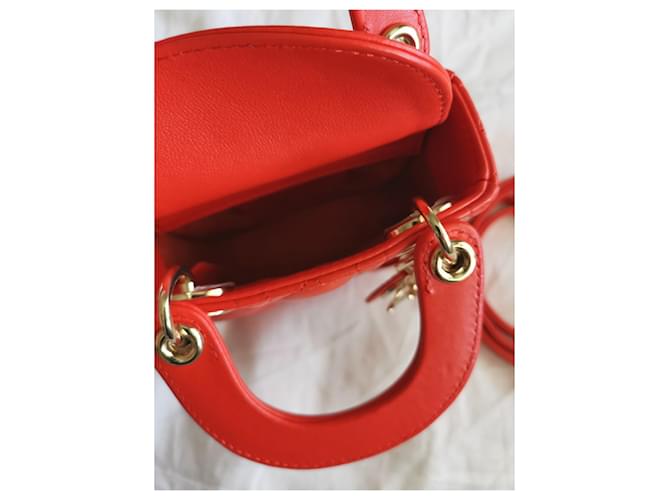 Christian Dior Borsa Lady Dior Micro GHW Arancione - vista 7