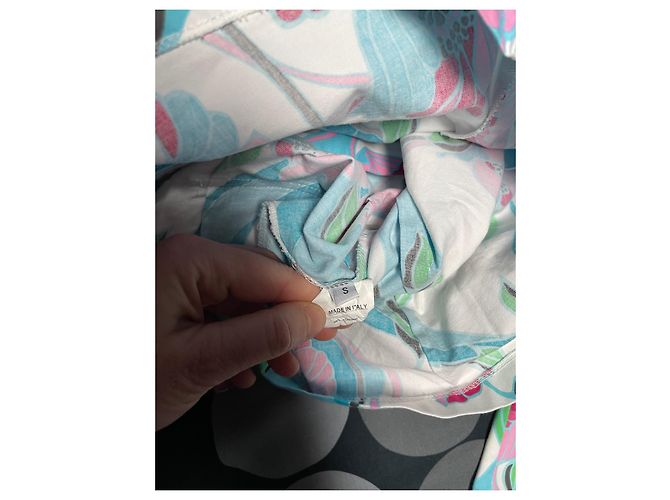 Autre Marque Dixie Blumenmuster Taillierte Jacke Weiß Rosa Blau Pink Grün - Ansicht 14