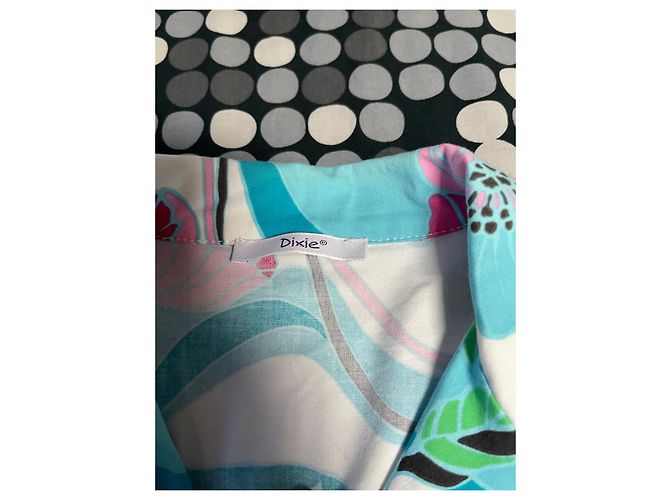 Autre Marque Dixie Blumenmuster Taillierte Jacke Weiß Rosa Blau Pink Grün - Ansicht 2