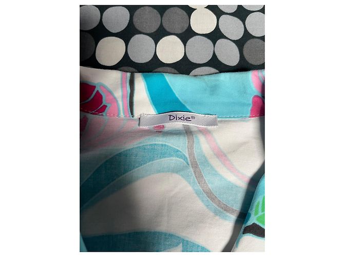 Autre Marque Dixie Blumenmuster Taillierte Jacke Weiß Rosa Blau Pink Grün - Ansicht 8