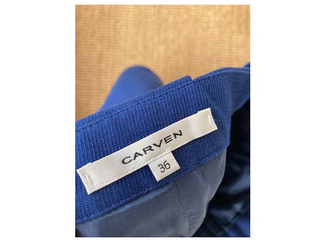 Falda trapézio Carven de algodón azul talla 36 - vista 2