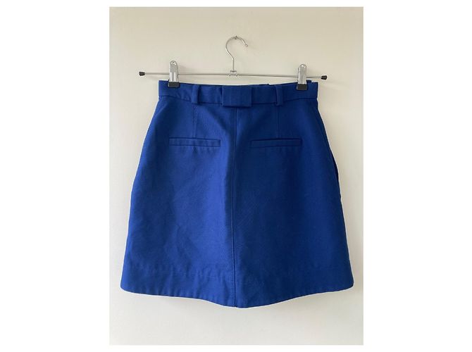 Falda trapézio Carven de algodón azul talla 36 - vista 3