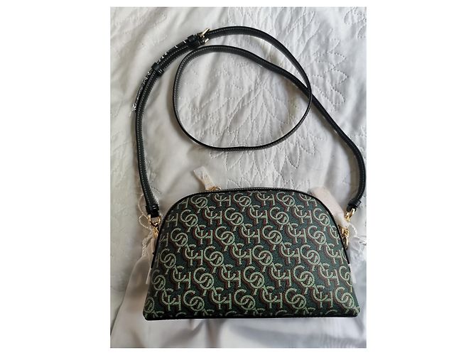 Borsa a tracolla Coach in pelle verde e tela stampata Marrone Verde scuro Gold hardware - vista 13