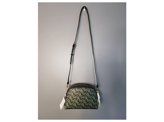 Borsa a tracolla Coach in pelle verde e tela stampata Marrone Verde scuro Gold hardware - vista 7