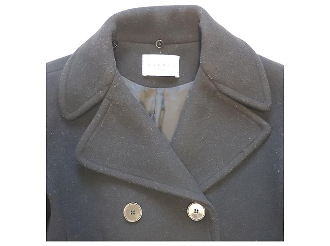 Peacoat petto foderato Sandro Paris in lana nera Nero - vista 6
