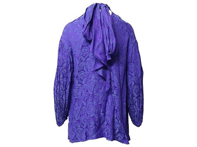 Chloé Blusa con lazo de jacquard con flores arrugadas de Chloe en viscosa morada Púrpura - vista 2