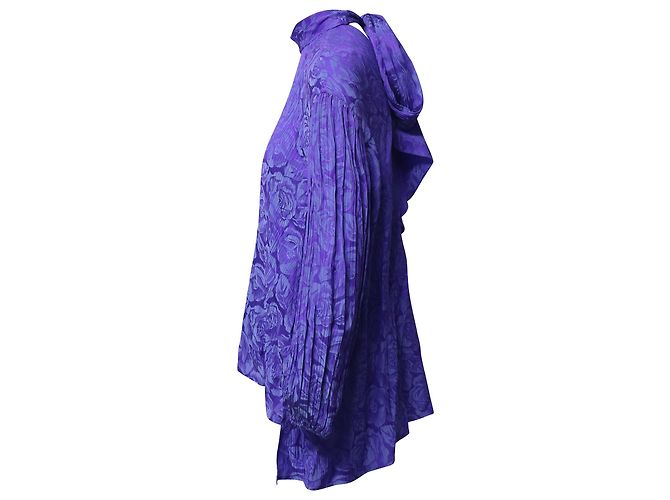 Chloé Blusa con lazo de jacquard con flores arrugadas de Chloe en viscosa morada Púrpura - vista 3
