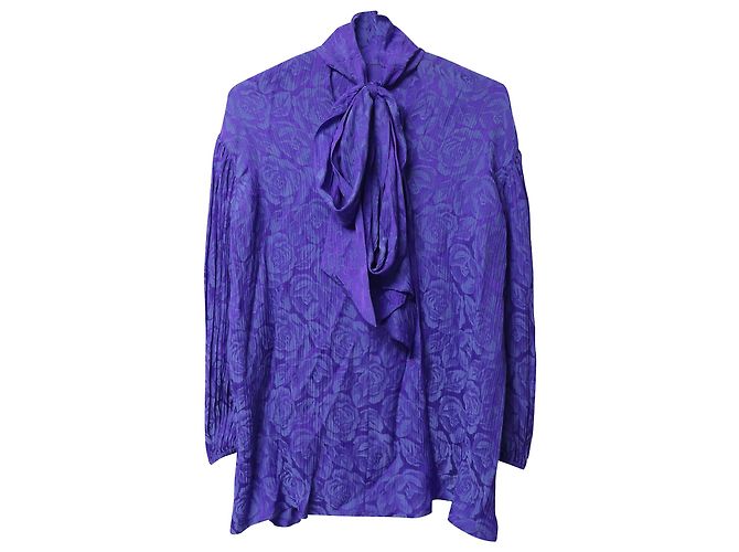 Chloé Blusa con lazo de jacquard con flores arrugadas de Chloe en viscosa morada Púrpura - vista 4