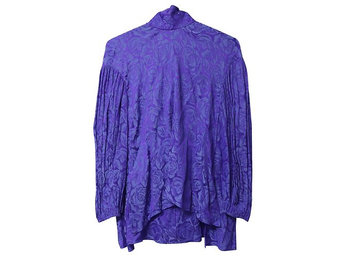 Chloé Blusa con lazo de jacquard con flores arrugadas de Chloe en viscosa morada Púrpura - vista 5
