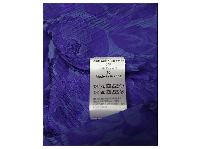 Chloé Blusa con lazo de jacquard con flores arrugadas de Chloe en viscosa morada Púrpura - vista 6