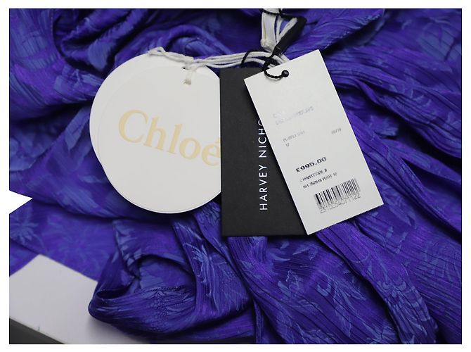 Chloé Blusa con lazo de jacquard con flores arrugadas de Chloe en viscosa morada Púrpura - vista 7