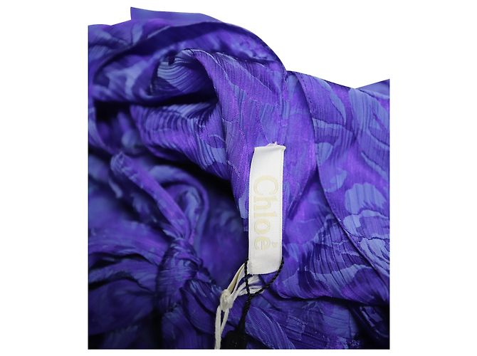 Chloé Blusa con lazo de jacquard con flores arrugadas de Chloe en viscosa morada Púrpura - vista 8