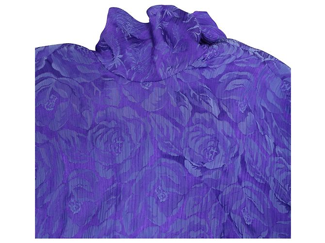 Chloé Blusa con lazo de jacquard con flores arrugadas de Chloe en viscosa morada Púrpura - vista 9