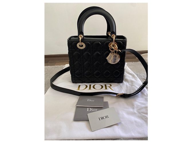 Borsa Lady Dior Dior in pelle d'agnello nera Nero - vista 3
