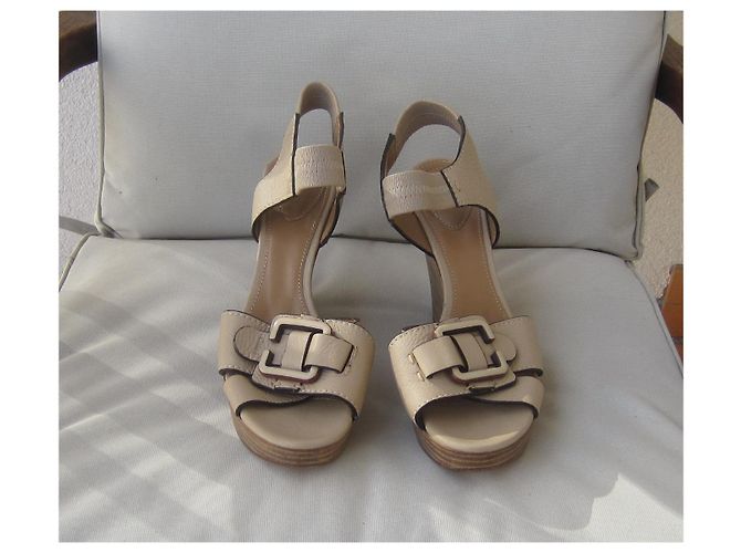 Sandali con zeppa Chloé in pelle beige - vista 2