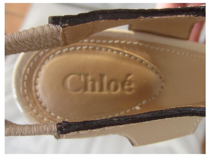 Sandali con zeppa Chloé in pelle beige - vista 5