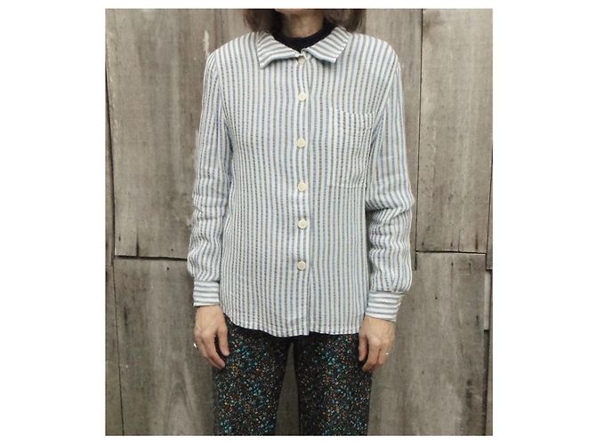 Givenchy Seersucker-Jacke t 38 /40 Weiß Blau - Ansicht 7