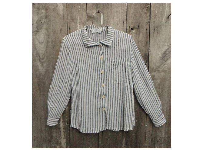 Givenchy Seersucker-Jacke t 38 /40 Weiß Blau - Ansicht 9