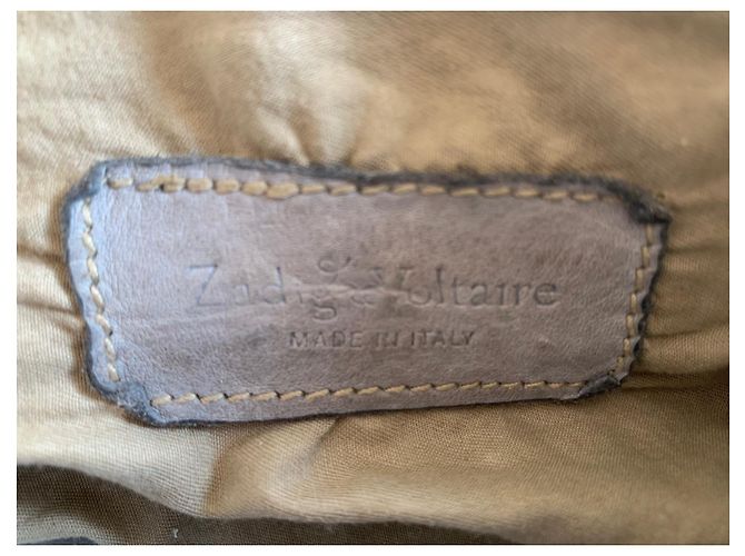Borsa a mano Zadig & Voltaire Hippy Custom in pelle grigia Grigio - vista 4