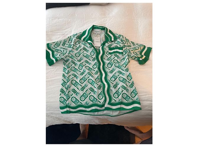 Camicia Casablanca Tennis Club in cotone verde - vista 2