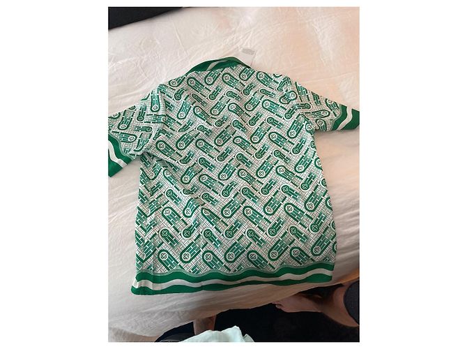 Camicia Casablanca Tennis Club in cotone verde - vista 5