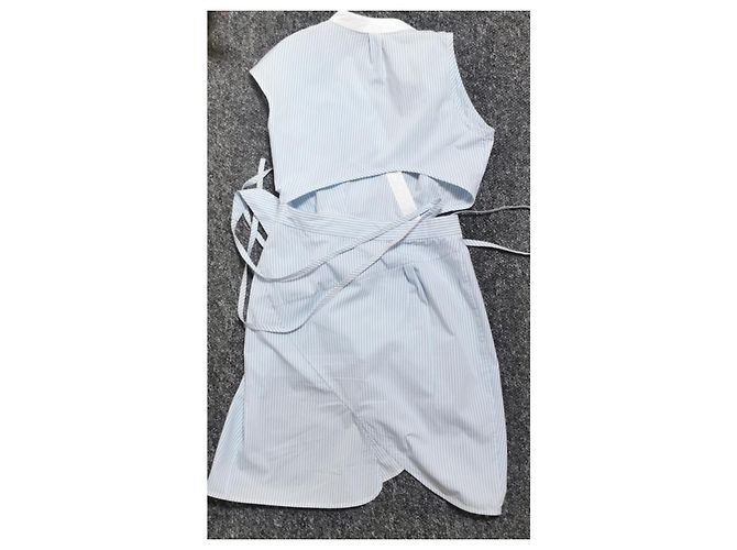 Vestido Alexander Wang asimétrico de rayas de algodón azul claro - vista 2