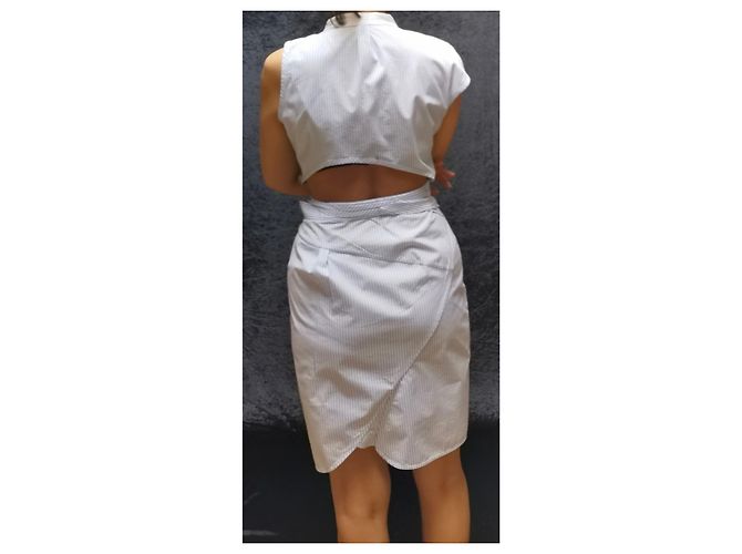 Vestido Alexander Wang asimétrico de rayas de algodón azul claro - vista 5