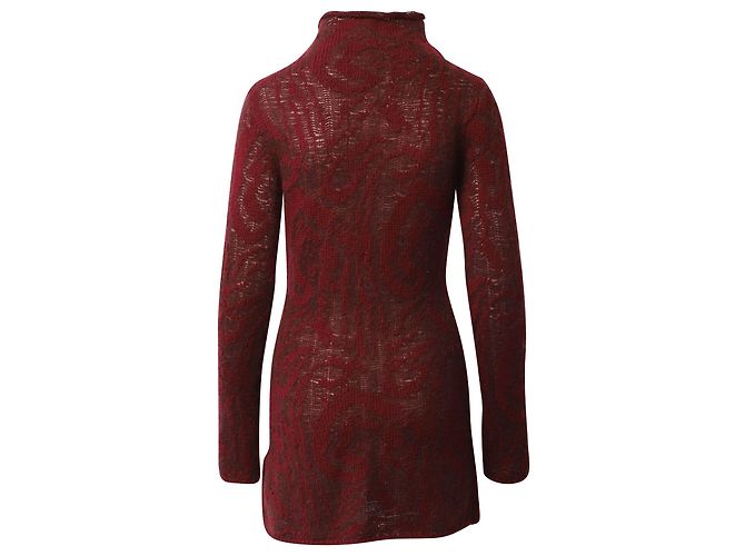 Mini Abito Dolcevita Etro Paisley Jacquard in Lana Rosso - vista 3