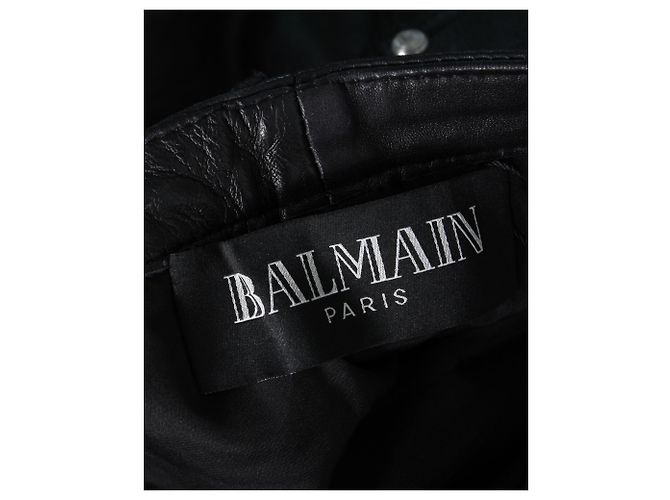 Balmain A-Linien-Minirock aus schwarzem Leder mit silbernen Nieten - Ansicht 5