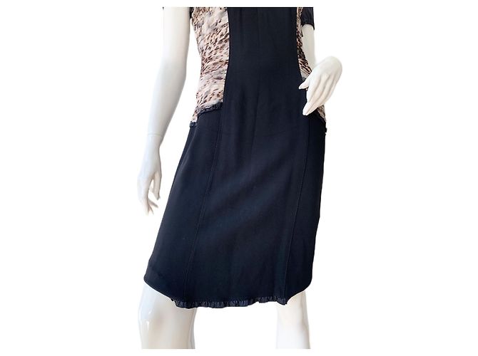 Blumarine Kleid mit Leopardendetails aus reiner SEIDE Braun Schwarz Beige Bronze - Ansicht 4