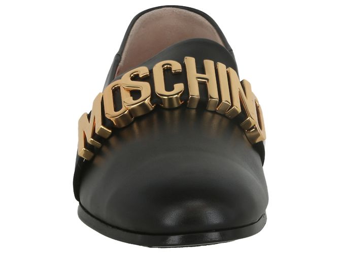 Mocassini in pelle con logo Moschino - vista 4