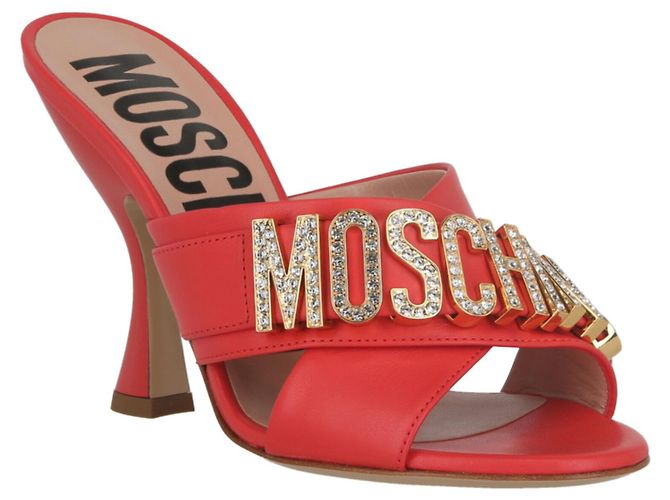 Moschino-Mules aus Leder mit Kristalllogo - Ansicht 2