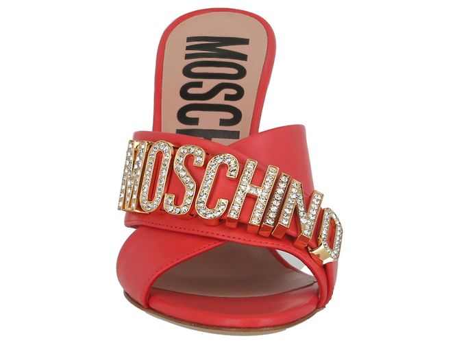 Moschino-Mules aus Leder mit Kristalllogo - Ansicht 4