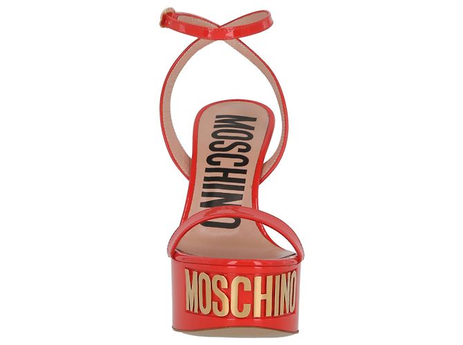 Décolleté Moschino in pelle verniciata con logo e lettera - vista 4