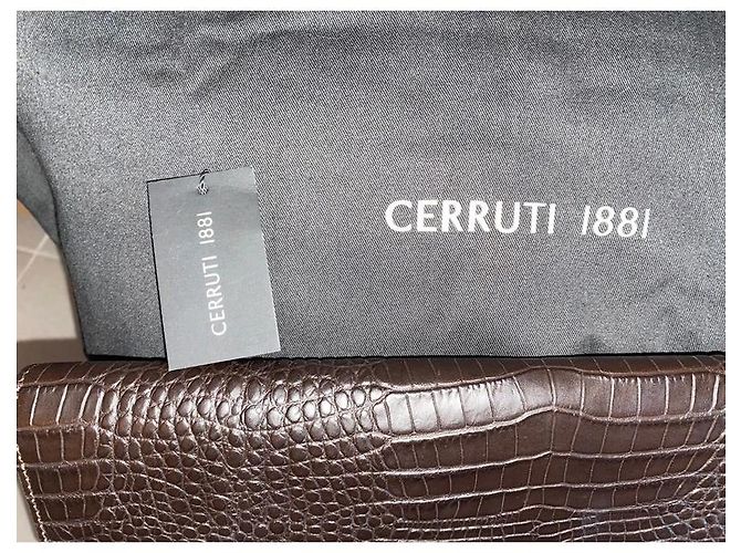 Portadocumenti Cerruti 1881 in pelle marrone coccodrillo - vista 2