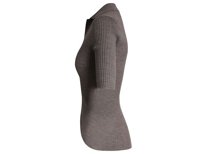 Gabriela Hearst Rippstrickoberteil aus grauem Kaschmir - Ansicht 2