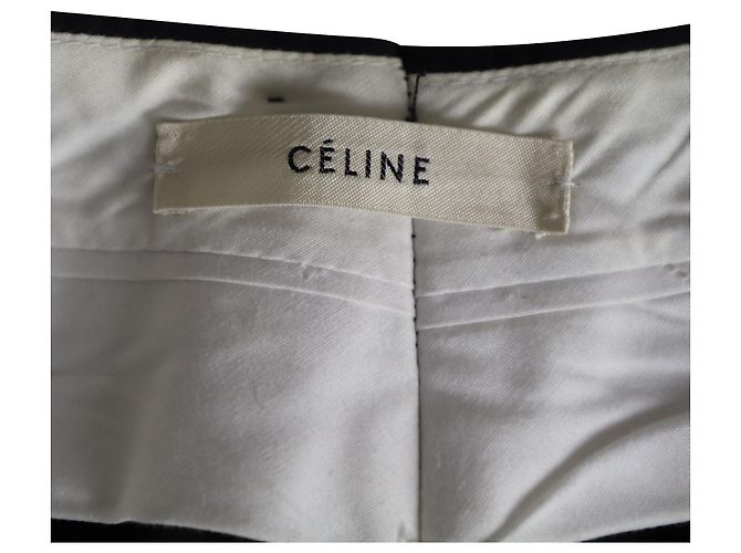 Céline Pantalone Tasca con Zip Celine in Lana Nera Nero - vista 3