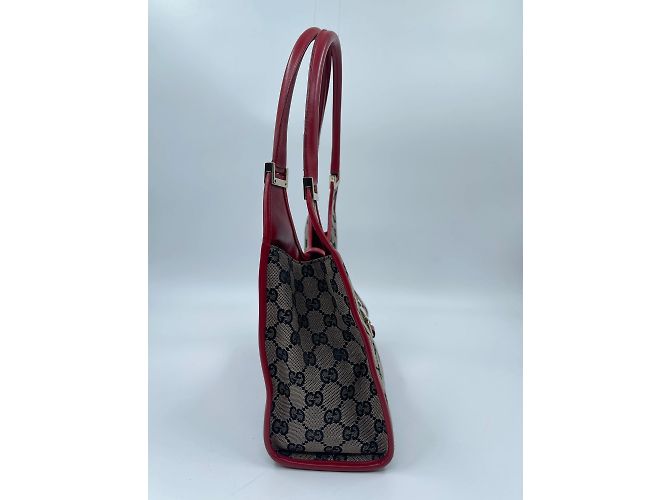 Borsa Gucci Bardot in tela marrone - vista 3