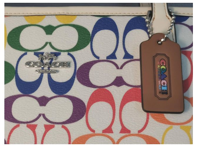 Coach Rainbow Canvas Tote Bag Multicolour White Red Blue Multiple colors Green Orange Cream Purple Yellow - view 14