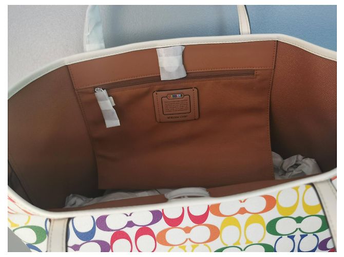 Coach Rainbow Canvas Tote Bag Multicolour White Red Blue Multiple colors Green Orange Cream Purple Yellow - view 19