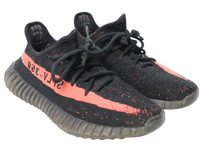 Yeezy ADIDAS YEZY BOOST 350 V2 in Microfibra Primeknit Rossa Nero - vista 3