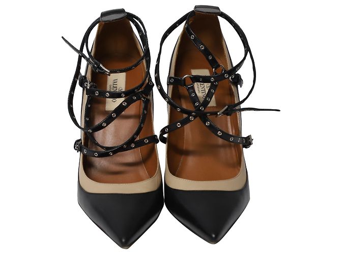 Décolleté con borchie Valentino Grommet in pelle nera Nero - vista 2