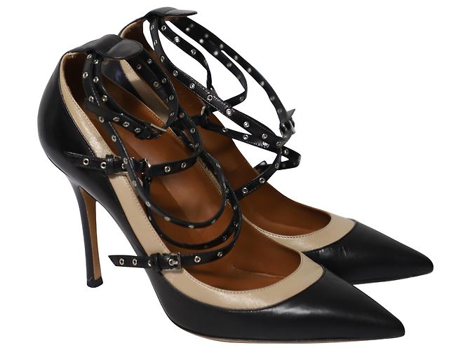 Décolleté con borchie Valentino Grommet in pelle nera Nero - vista 3